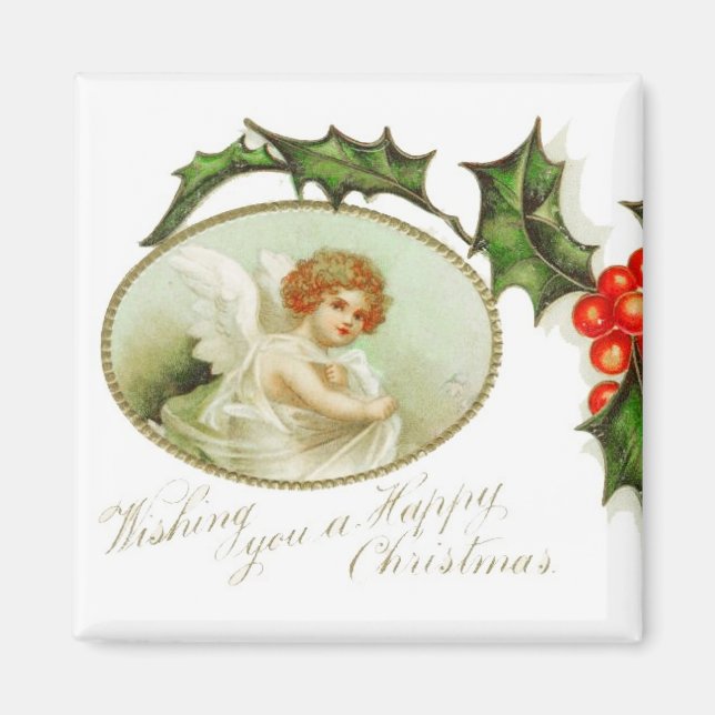 Angel's Happy Christmas Vintage Magnet (Front)