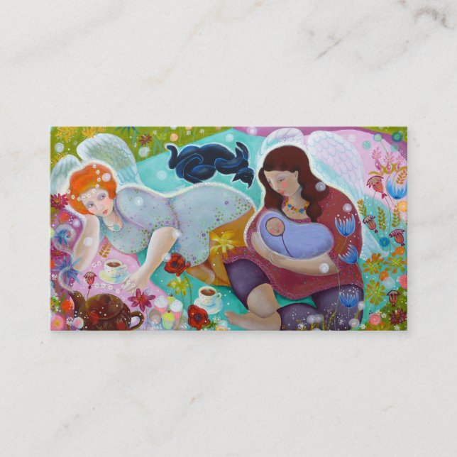 Angels Having A Cup Of Tea. Business Card (Front)