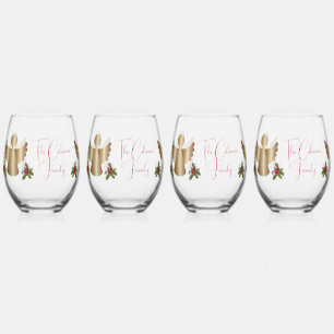 Angels & Holly Personalised Drinkware Set Stemless Wine Glass