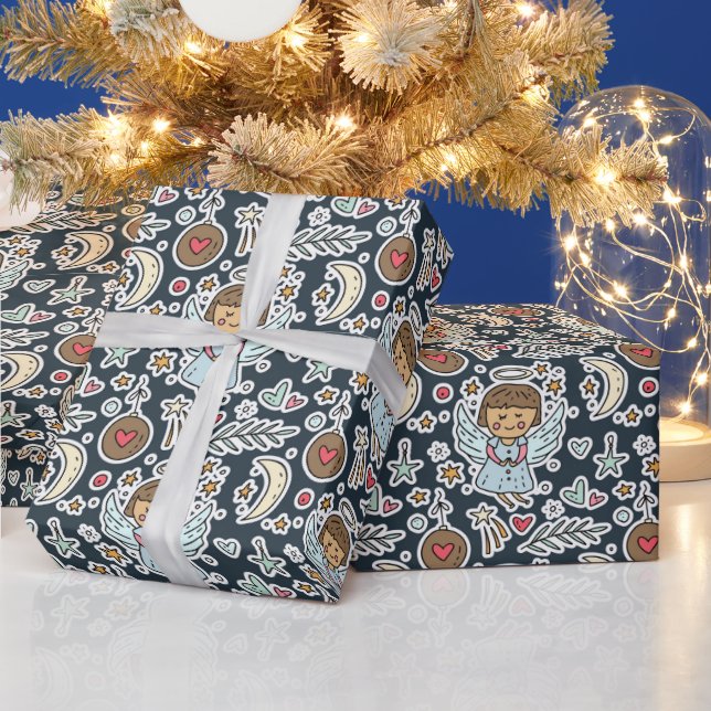 Angels In Blue Wrapping Paper (Holidays)