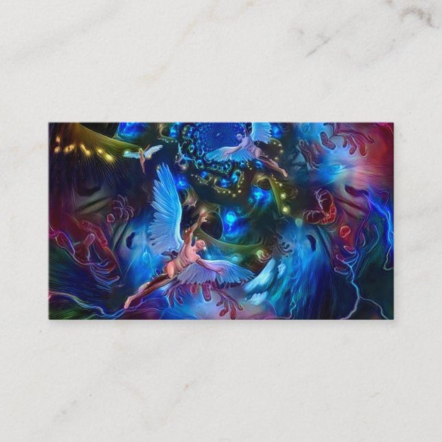 Angels in colourful tunnel business card (Front)