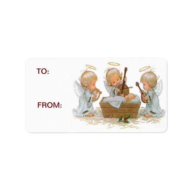 Angels in Manger Gift Stickers (Front)