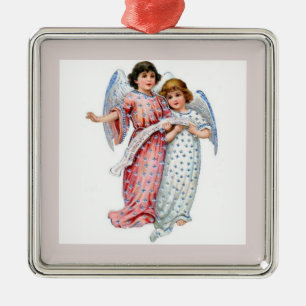 Angels In Pink And Blue  Metal Tree Decoration