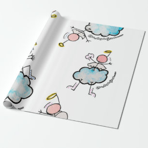 Angels in the clouds wrapping paper