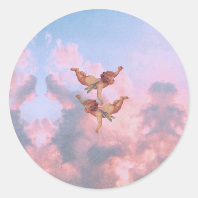 Angels in the sky classic round sticker (Front)