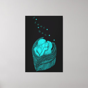 Angels Kissing , black and green Design Canvas Print
