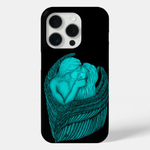 Angels Kissing , black and green Design iPhone 15 Pro Case