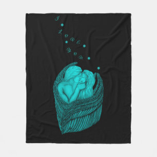 Angels Kissing , black and green Design Fleece Blanket