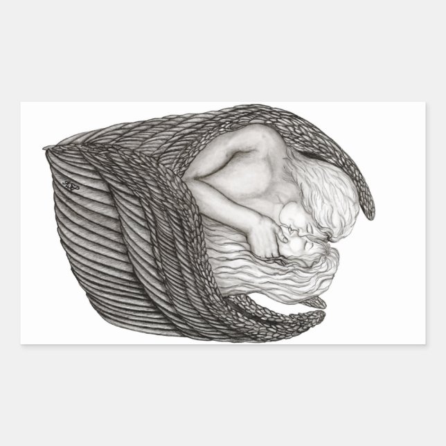 Angels Kissing , black and white Design Rectangular Sticker (Front)