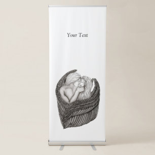 Angels Kissing , black and white Design Retractable Banner