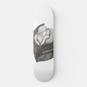 Angels Kissing , black and white Design Skateboard