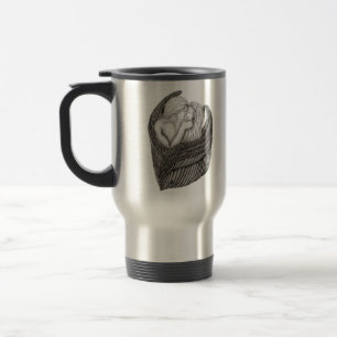 Angels Kissing , black and white Design Travel Mug