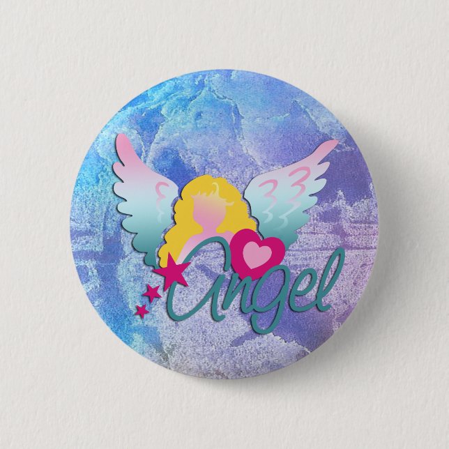 Angels Love 6 Cm Round Badge (Front)