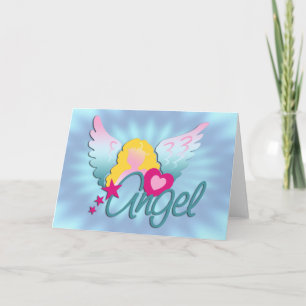 Angels Love blue shine Holiday Card