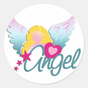 Angels Love Classic Round Sticker