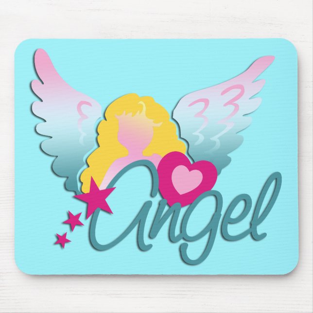 Angels Love | cyan Mouse Mat (Front)