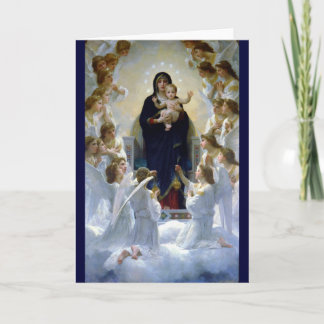 Angels madona baby christian religion clouds card
