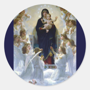 Angels madona baby christian religion clouds classic round sticker