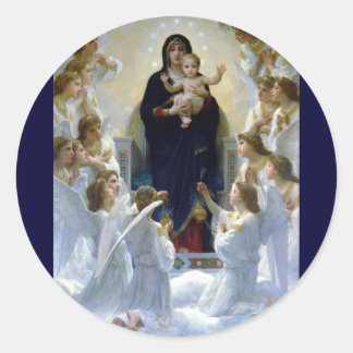 Angels madona baby christian religion clouds classic round sticker