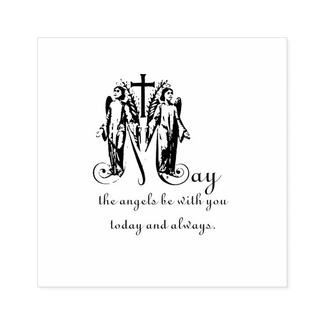 Angels Marian Cross Catholic Religious Quote Rubber Stamp (Imprint)