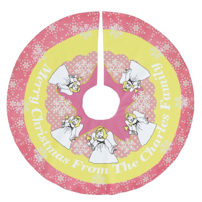 Angels Merry Christmas Personalised Tree Skirt (Front)