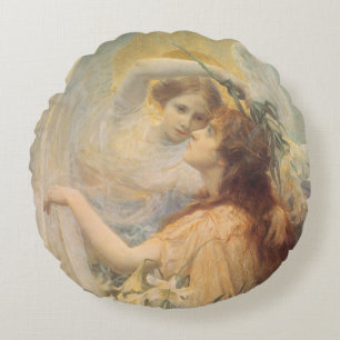 Angel's Message by George Swinstead, Vintage Art Round Cushion