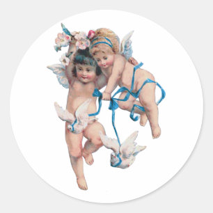 ANGELS OF PEACE ON EARTH GOOD WILL TOWARD MEN CLASSIC ROUND STICKER