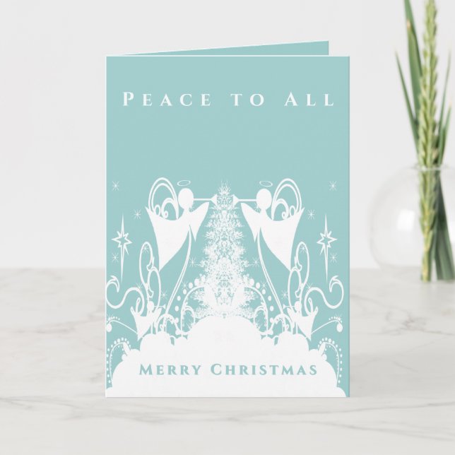 Angels on Green Holiday Card (Front)