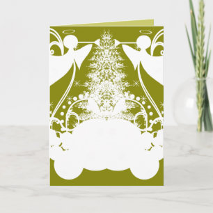 Angels on Green Holiday Card