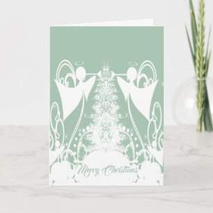 Angels on Green Holiday Card