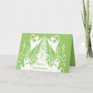 Angels on Green Holiday Card