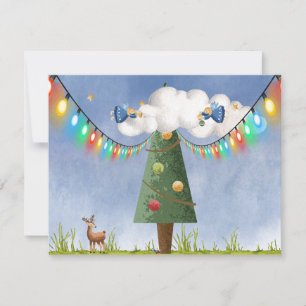 Angels on High Decorated Tree Customisable Text Holiday Card