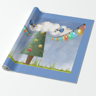 Angels on High Decorating Christmas Tree Wrapping Paper