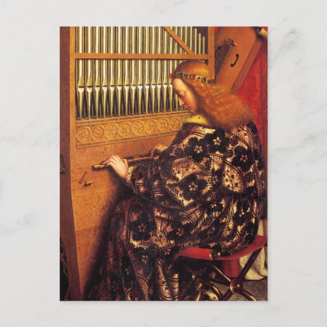 ANGELS PLAYING MUSIC ,detail, Parchment Postcard (Front)