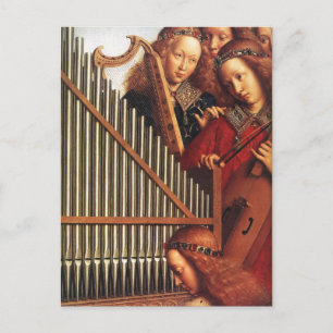ANGELS PLAYING MUSIC ,detail, Parchment Postcard