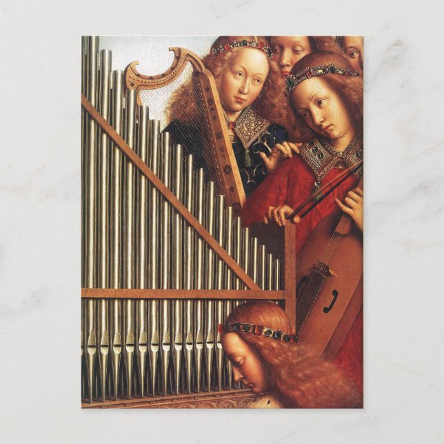 ANGELS PLAYING MUSIC ,detail, Parchment Postcard (Front)
