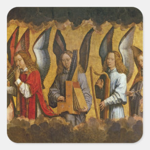 Angels Playing Musical Instruments Square Sticker