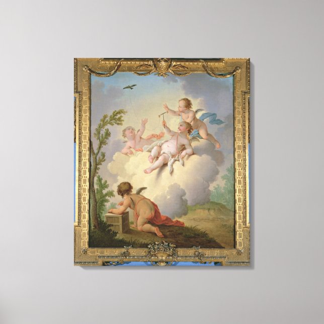 Angels Playing with a Bird in a Landscape Canvas Print (Front)