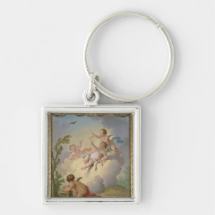 Angels Playing with a Bird in a Landscape Key Ring