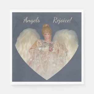 Angels Rejoice Traditional Blue Holiday Napkin