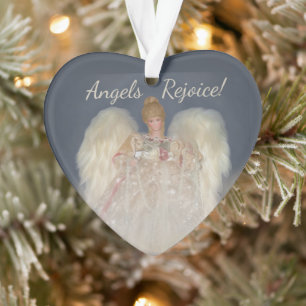 Angels Rejoice Traditional Blue Holiday Ornament
