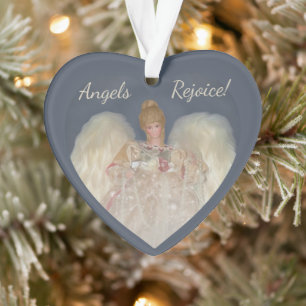 Angels Rejoice Traditional Blue Holiday Ornament
