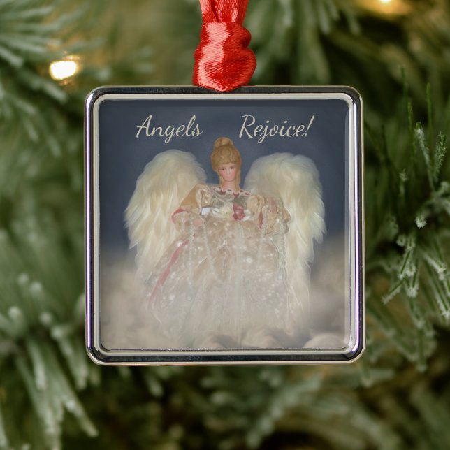 Angels Rejoice Traditional Blue Holiday Ornament (Tree)