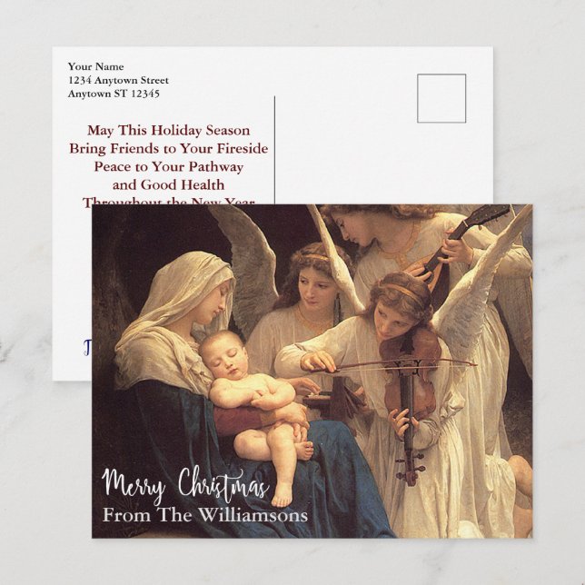 Angels Serenade Mary Vintage Christmas Customised Postcard (Front/Back)