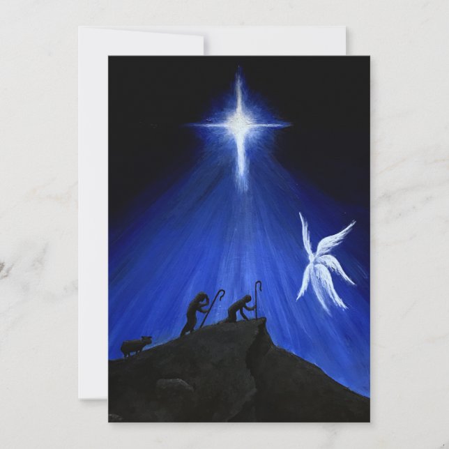 Angels & Shepherds Christmas Card (blank message) (Front)