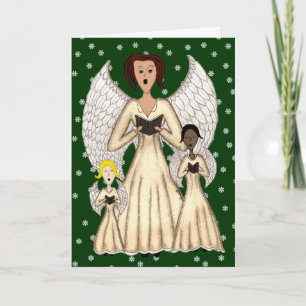 Angels Singing Carols(Gold) Holiday Card