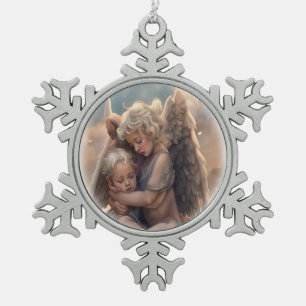 Angels Snowflake Pewter Christmas Ornament