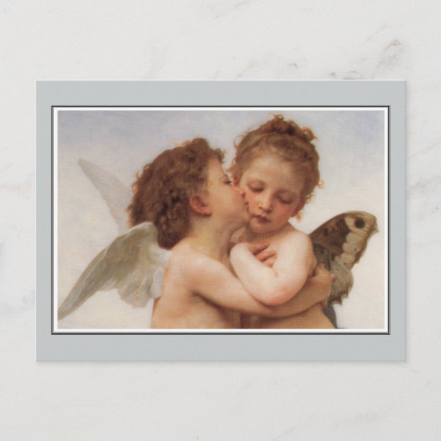 Angels, The First Kiss by Bouguereau Postcard (Front)