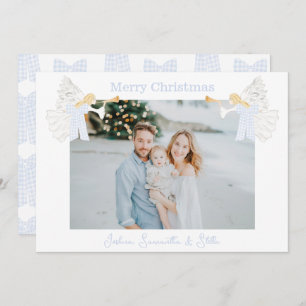 Angels Trumpet Preppy Gingham Bows Holiday Card