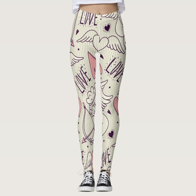 Angels, Valentine's Day, love pattern. Leggings (Front)